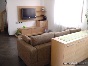 Mood light oak wallsystem Swing fabric sofa